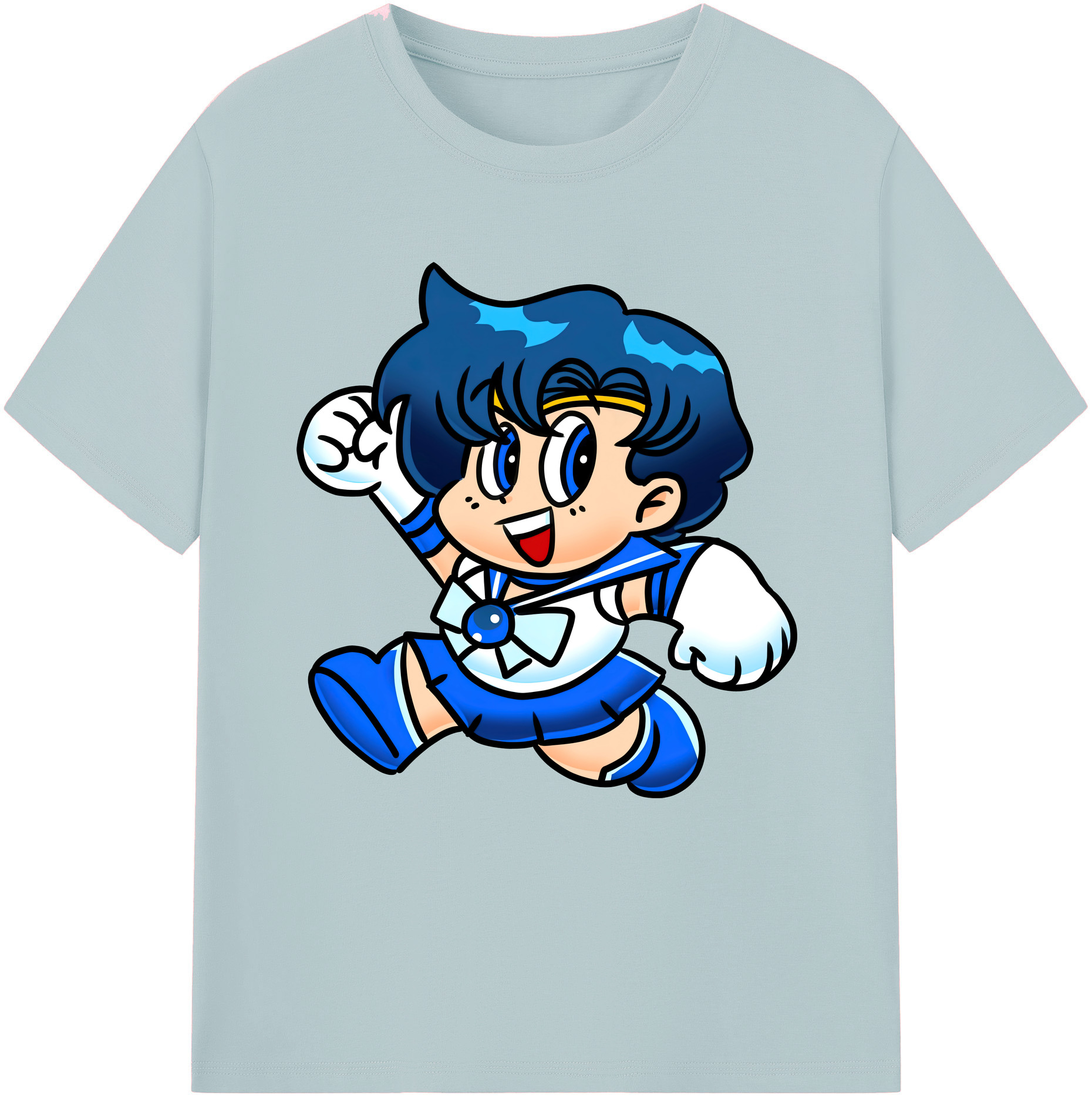 （画像用） 美少女戦士セーラームーン 水野 亜美 みずの あみ Sailor Moon Mizuno Ami 綿100％半袖Tシャツ（フロントプリント）